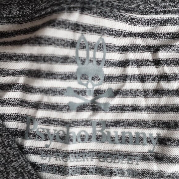 Psycho Bunny Shirt XL / 7 White Gray Striped Chest Pocket NEW - Picture 2 of 8
